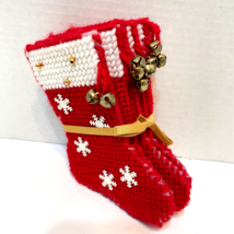 Vintage Handmade 6&quot;  Christmas Stockings Needlepoint Bells Money Holders... - £15.10 GBP