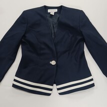 Petite Sophisticate Women's Blue/White Stripes 1-Button Blazer Jacket Size 4 image 11