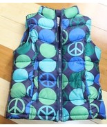 Old Navy Peace Sign  Green &amp; Blue Puffer Vest Full Zip Youth Large 10-12  - £11.89 GBP