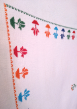 Fantastic Vintage Scandinavian Cross Stitch Embroidery Colorful Tablecloth 68x45 - £37.92 GBP