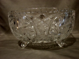 EAPG Crystal 3 Toed Footed Round Bowl - £23.05 GBP