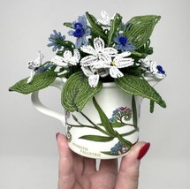 FLORAL Glass Bead Bouquet Arrangement in Botanic Garden Pot BY Portmeirion - £44.04 GBP