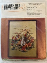 1976 Golden Bee Stitchery “The Church” Fall Scene 14x18 #612 Sealed - $17.72