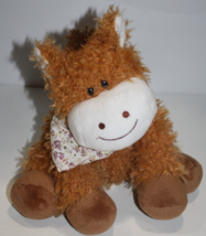 Hugfun Horse Pony Brown Tan Plush 9" Floral Neck Bandana Soft Toy Stuffed Animal - £30.55 GBP