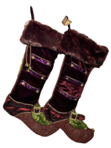 New Giant Winward Decorator Christmas Stockings Set Of 2 - 27 X 19 Pockets Bells - £46.44 GBP