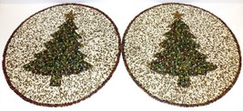New Pair Of Tahari Home Beaded Holiday Christmas Tree 15&quot; PLACEMATS/CHARGERS - £42.71 GBP