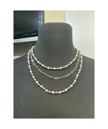 Roman And Sunstone Triple Strand Gray Pearl and Rhinestone Necklace 18 inch - £17.14 GBP
