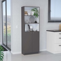 Vinton Matt Gray/White 2-Door Bookcase with Shelves - $4,428.84 MXN