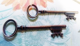 Large Skeleton Key Pendants Antiqued Copper Steampunk Keys 3 Inch 2 Sided 1/5/10 - £1.10 GBP+