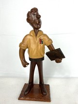 Romer Engineer Wooden Statue Carving Figure 11.5” Tall Italy - £38.15 GBP