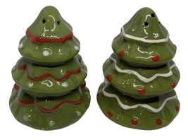 Christmas Tree salt and Pepper Shakers Green Multicolor 3” Tall Holiday Time - $6.92