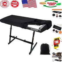 Elegant Black 76-Key Piano Keyboard Cover - Dustproof &amp; Portable Protection - $589.73 MXN