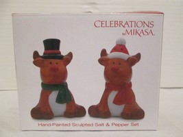Reindeer Salt Pepper Shakers Celebrations Mikasa Christmas Holiday Table Decor - £6.48 GBP