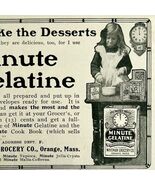 1904 Minute Gelatin Dessert Whitman Advertisement Ephemera 4.75 x 3.75&quot; - €17,16 EUR