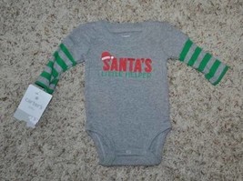 Boys Shirt Christmas Bodysuit Carters Santas Helper Gray Long Sleeve-size 3 mths - £5.92 GBP