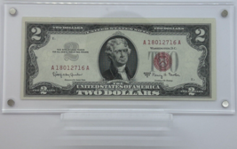 GEM 1953 $2 Two Dollar RED Seal Bill United States Note in Clear Desktop Holder - £36.71 GBP