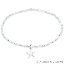Starfish Sealife Animal Charm Ball Bead Stretch Bracelet in .925 Sterlin... - $514.89 MXN