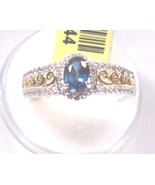 Teal Kyanite, Wh Topaz 14 YG &amp; Plat/Sterling Silver 1.50Ct  Ring Sz 8.5 ... - $36.00