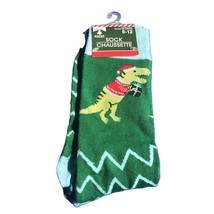 Men Funky Xmas Christmas Dinosaur T-REX SANTA SOCKS Holiday Ugly Sweater Novelty - $5.67