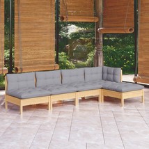 5 Piece Patio Lounge Set with Gray Cushions Pinewood - $14,852.97 MXN