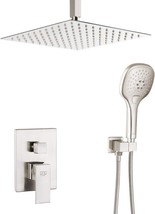 Ceiling Mount Shower System Brushed Nickel Bathroom Luxury Rain Mixer Shower - £155.86 GBP