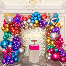 161Pcs Shiny Chrome Balloon Garland Arch Kit Retro Disco Dance Party Decorations - £25.54 GBP