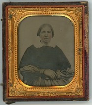 CIRCA 1880&#39;S Hand Tinted Ambrotype Featuring Lovely Older Woman in Dress - £29.43 GBP