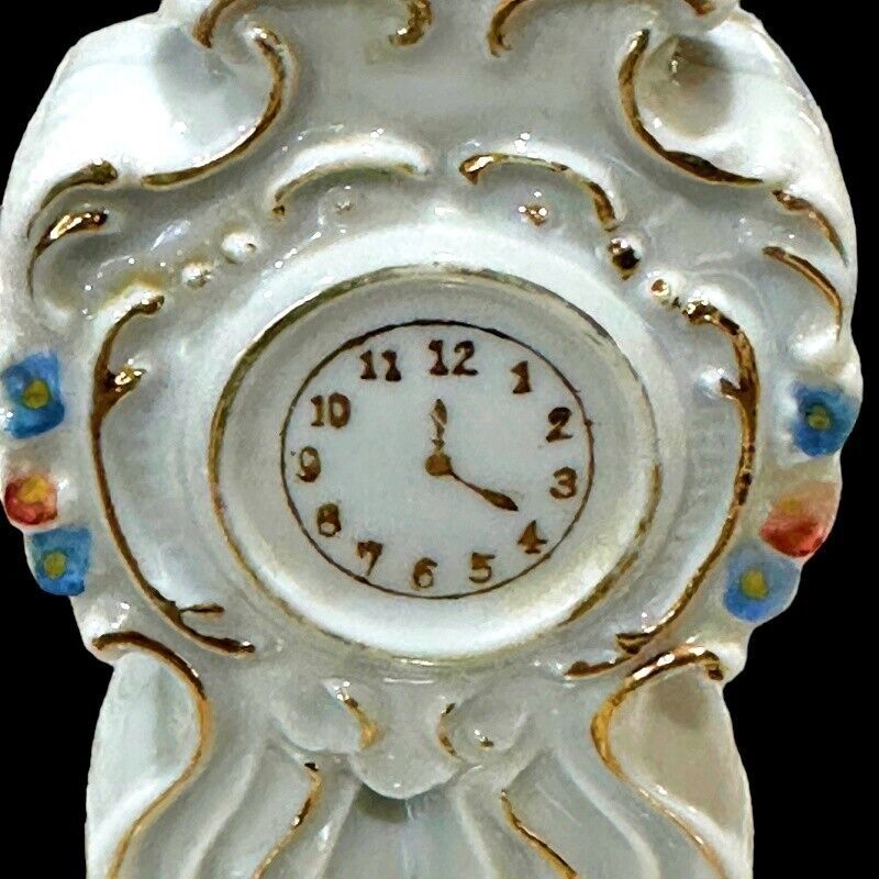 Miniature Porcelain Mantle Clock Figurine Vintage Made in Occupied