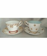 Lot (2) REGENCY Bone China (England) Tea Cup &amp; Saucer Sets - White/Gold ... - $24.40