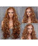 Human Hair Blend Wig Heat Safe Lace Front Wig Free Part Curly Long Aubur... - $163.82 CAD