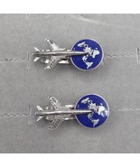 USAF Airplane Tie Bar Set Silver Tone Enamel Earth Jet United States Air... - $19.99