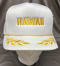 Vintage Hawaii Trucker Rope Hat Cap White Gold Leaf Snapback - $12.19