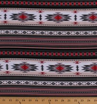 Cotton Southwestern Aztec Gray Black Red Stripes Fabric Print by Yard D471.42 - £25.15 GBP