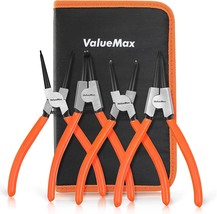 ValueMax 4PC Snap Ring Pliers Circlip Pliers Kit Straight Bent Jaw Spring Pliers - £38.35 GBP