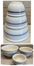 Set of 3 Gibson Vintage Everyday Mixing Nesting Bowls Cream White w/Blue... - £98.07 GBP