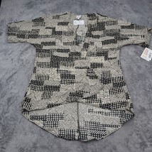 Lula Roe Shirt Womens S Black Geoprint Open Front Lindsay Cardigan Short Sleeve - £18.13 GBP
