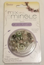 Mix and Mingle Metal Lined Beads Bracelet Kit 15 Piece Kit Interchangeable - Mom - £8.57 GBP