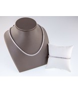 12.00ct t.w. CZ Tennis Necklace &amp; Bracelet Set In Rhodium Plated Sterlin... - $7,230.15 MXN