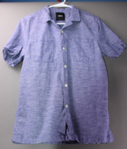 ASOS Button up Short Sleeve Shirt Color Blue 100% cotton Size Medium  1238 - £7.44 GBP