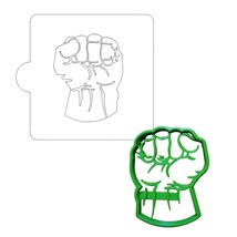 Hulk Fist Superhero Stencil And Cookie Cutter Set USA Made LSC463 - £4.69 GBP