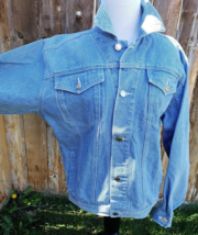 80s Gitano Jeans Jacket Womens M Bleach Distressed Denim Coat New Wave Punk - £20.14 GBP