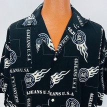 48 Jeans USA XXL Black Hawaiian Aloha 48 Logo Spell Out Shirt Black - $34.99