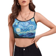 Women&#39;s Starry Night Van Gogh Spaghetti Strap Crop Top Camisole Camis Tanks - $23.00