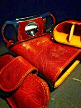 Brizard and Co Brown Antique Saddle Leather Valet Tray , cigar case and cutter image 11