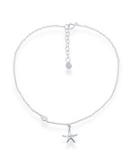 Sterling Silver Starfish with Single CZ Anklet - $45.27 CAD