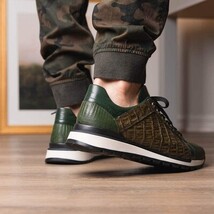 Portici Genuine Crocodile and Lizard Fashion Sneaker Green / Olive image 14