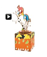 3D Wooden Puzzle Bird &amp; Tree Crank Music Box Robotic Robotime Jigsaw DIY... - $40.60 CAD