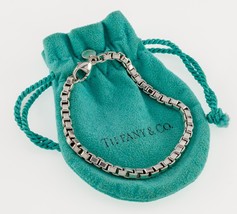 Tiffany &amp; Co. Sterling Silver Venetian Link Bracelet w/ Original Pouch 7.5&quot; - £189.48 GBP