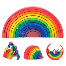 (Huge Wooden Rainbow) | Wooden Toy Stacking Blocks | Balancing Giant Block Set | - £67.46 GBP