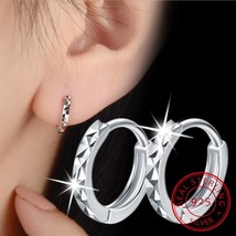 925 Silver Cut Arrow Mini Loop Huggies Circle Small Hoop Earrings For Women Mens - £7.89 GBP